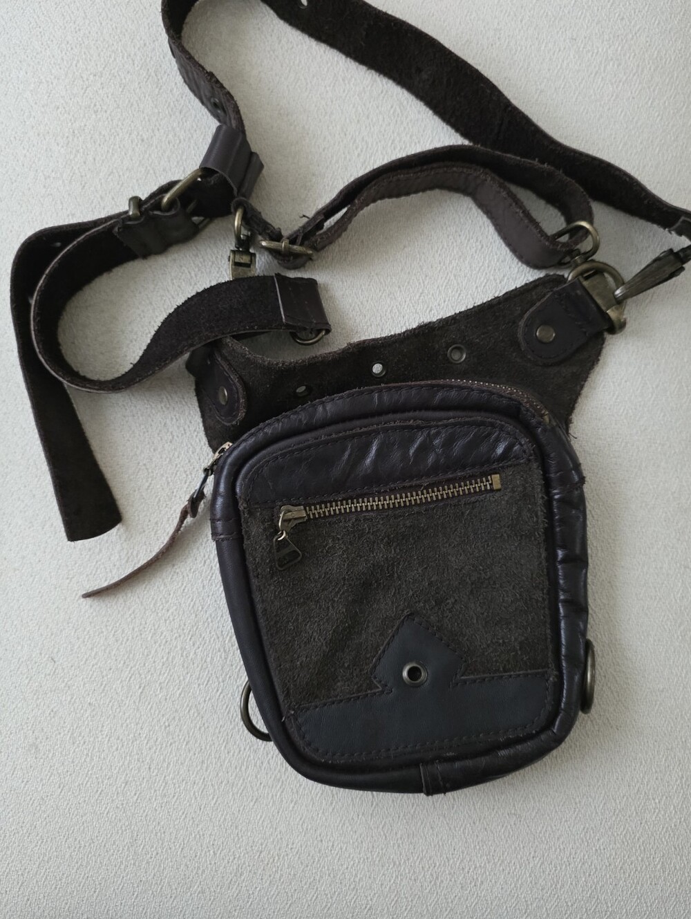 Convertible Genuine Leather Drop-Leg Bag